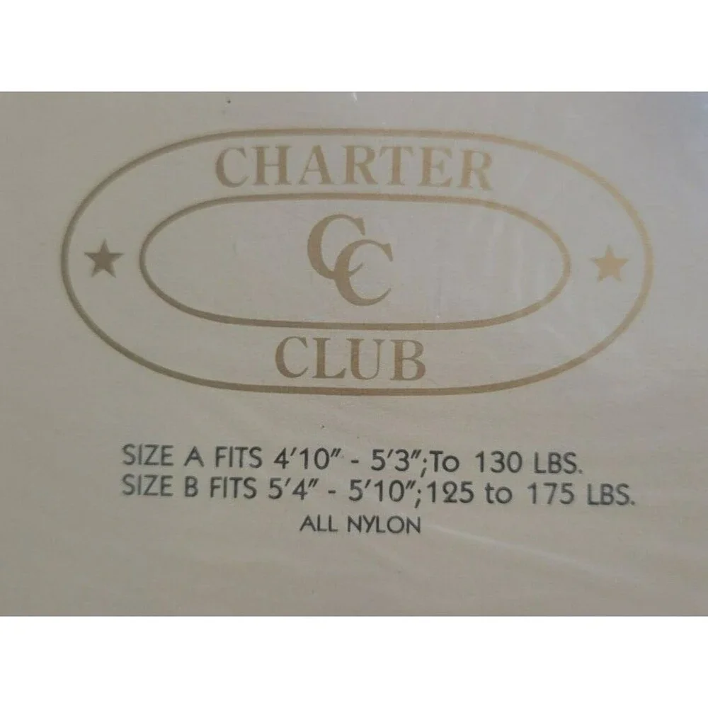 Vintage Charter Club Pantyhose Womens Size A Jet Black Opaque Nylon 1985 New